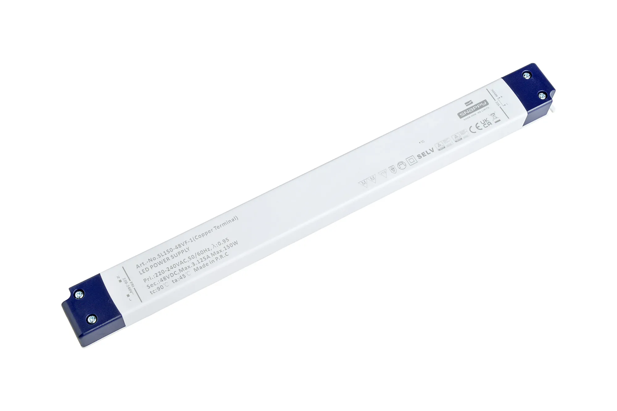 SL150-48VF-1  150W, Constant Voltage Non Dimmable LED Driver, 48VDC, 3.125A, Input 200-240VAC 50/60Hz, IP20.